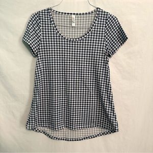 LulaRoe LuLaRoe Classic T - blue and white plaid short sleeve top